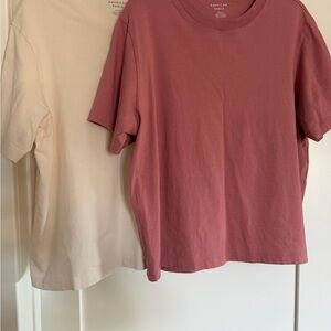 American Eagle Outfitters Short Sleeve Tees in Mauve and Cream